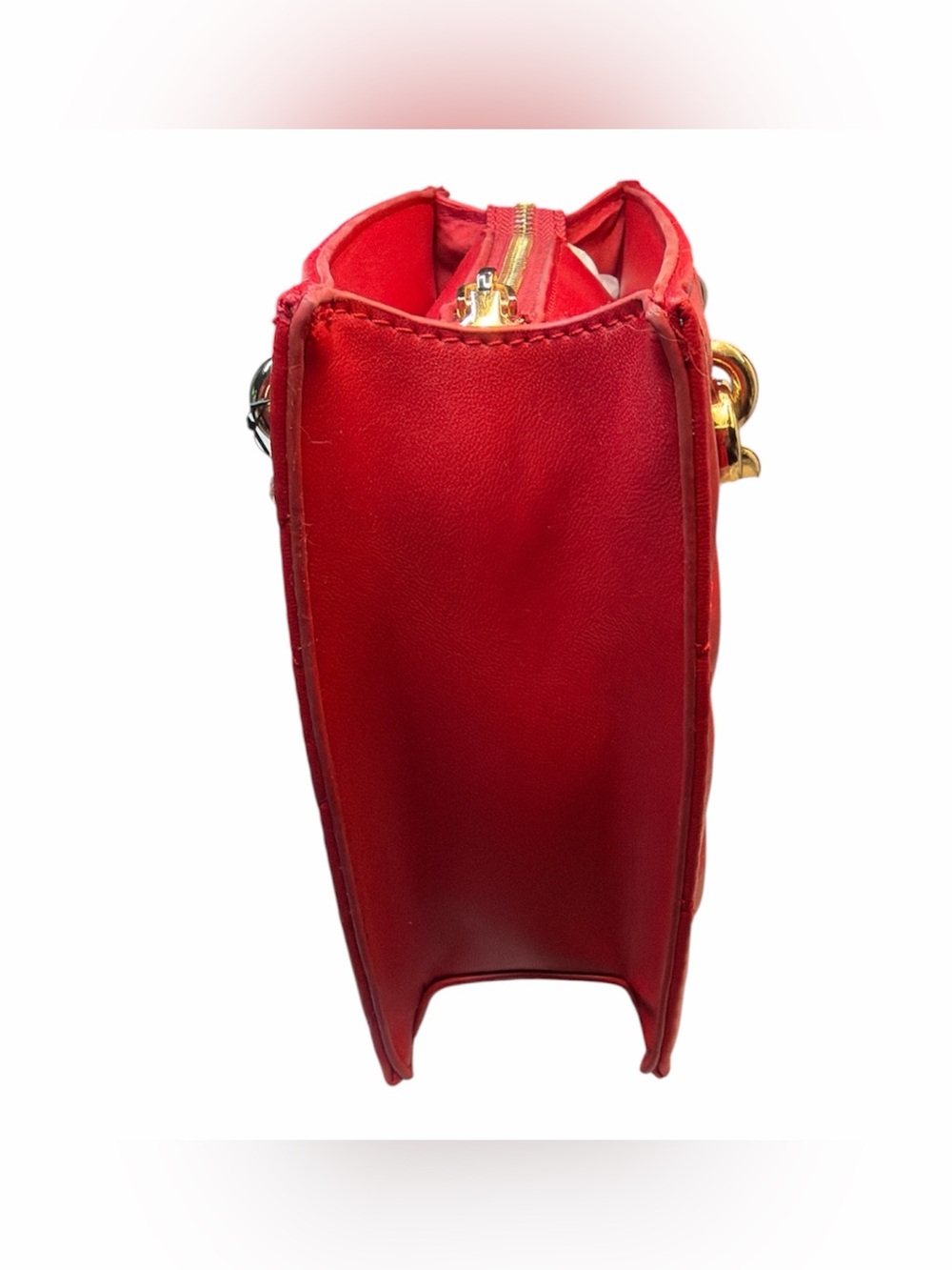 Badgley Mischka Sml Red Quilted Top-Handle Tote with Gold Hardware NWT MRSP $129 - Picture 4 of 6